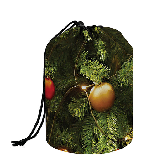 Decorated Christmas Tree Print Drawstring Makeup Bag