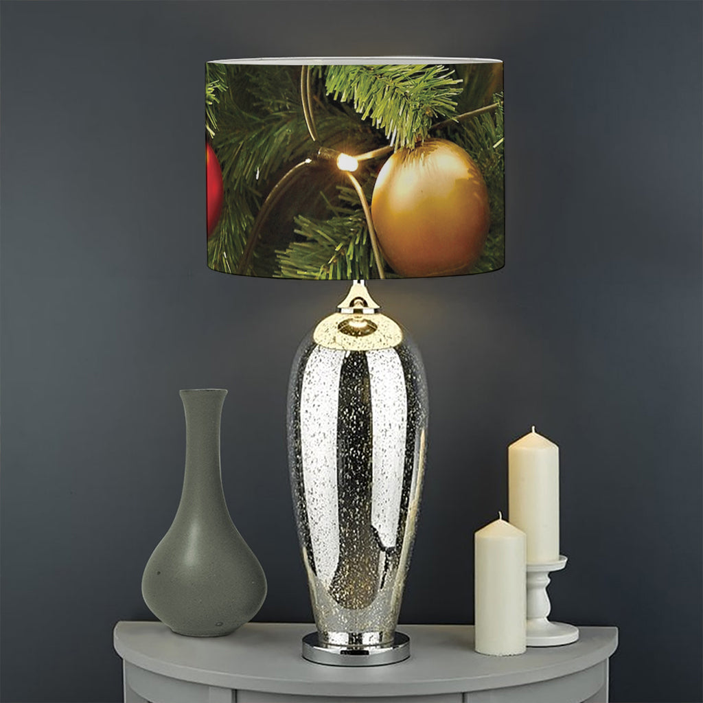 Decorated Christmas Tree Print Drum Lamp Shade