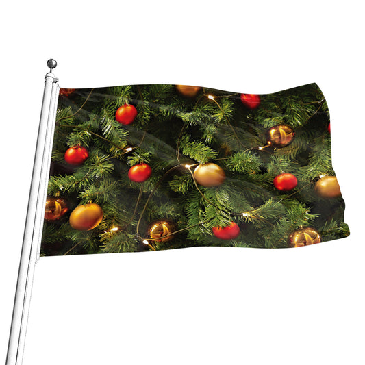 Decorated Christmas Tree Print Flag