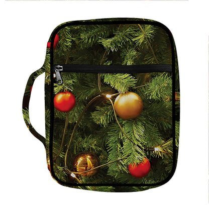 Decorated Christmas Tree Print Front Pocket Bible Bag