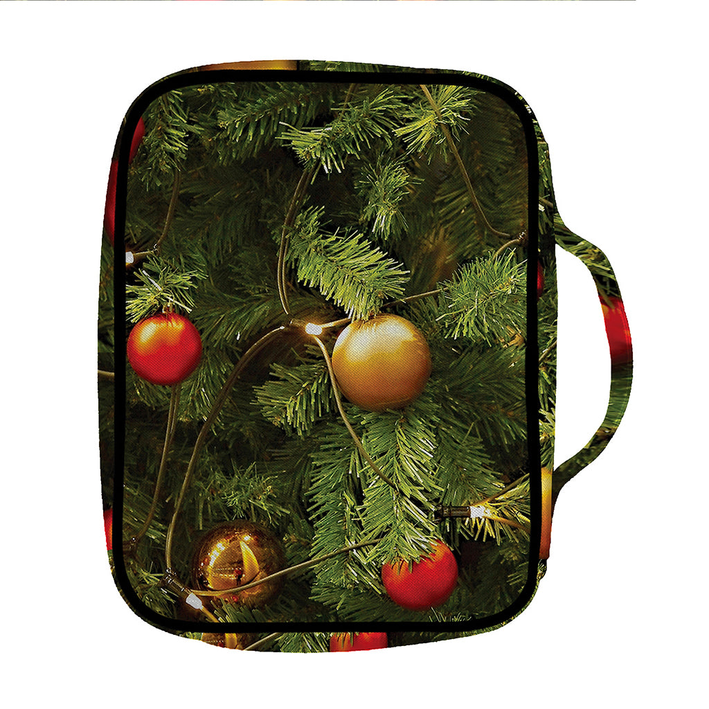 Decorated Christmas Tree Print Front Pocket Bible Bag