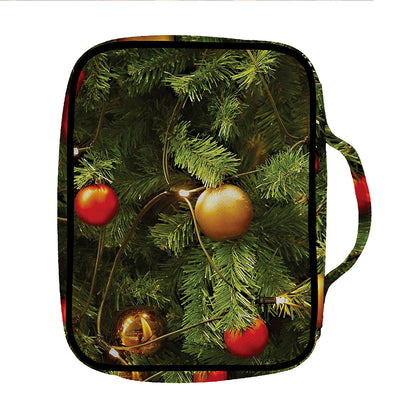 Decorated Christmas Tree Print Front Pocket Bible Bag