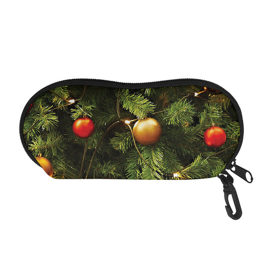 Decorated Christmas Tree Print Glasses Case