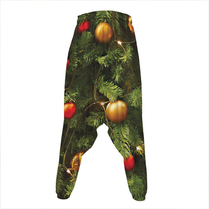 Decorated Christmas Tree Print Hammer Pants