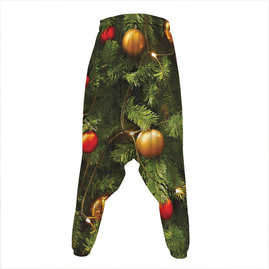 Decorated Christmas Tree Print Hammer Pants