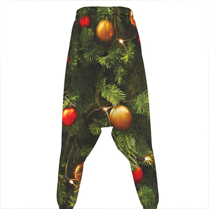 Decorated Christmas Tree Print Hammer Pants