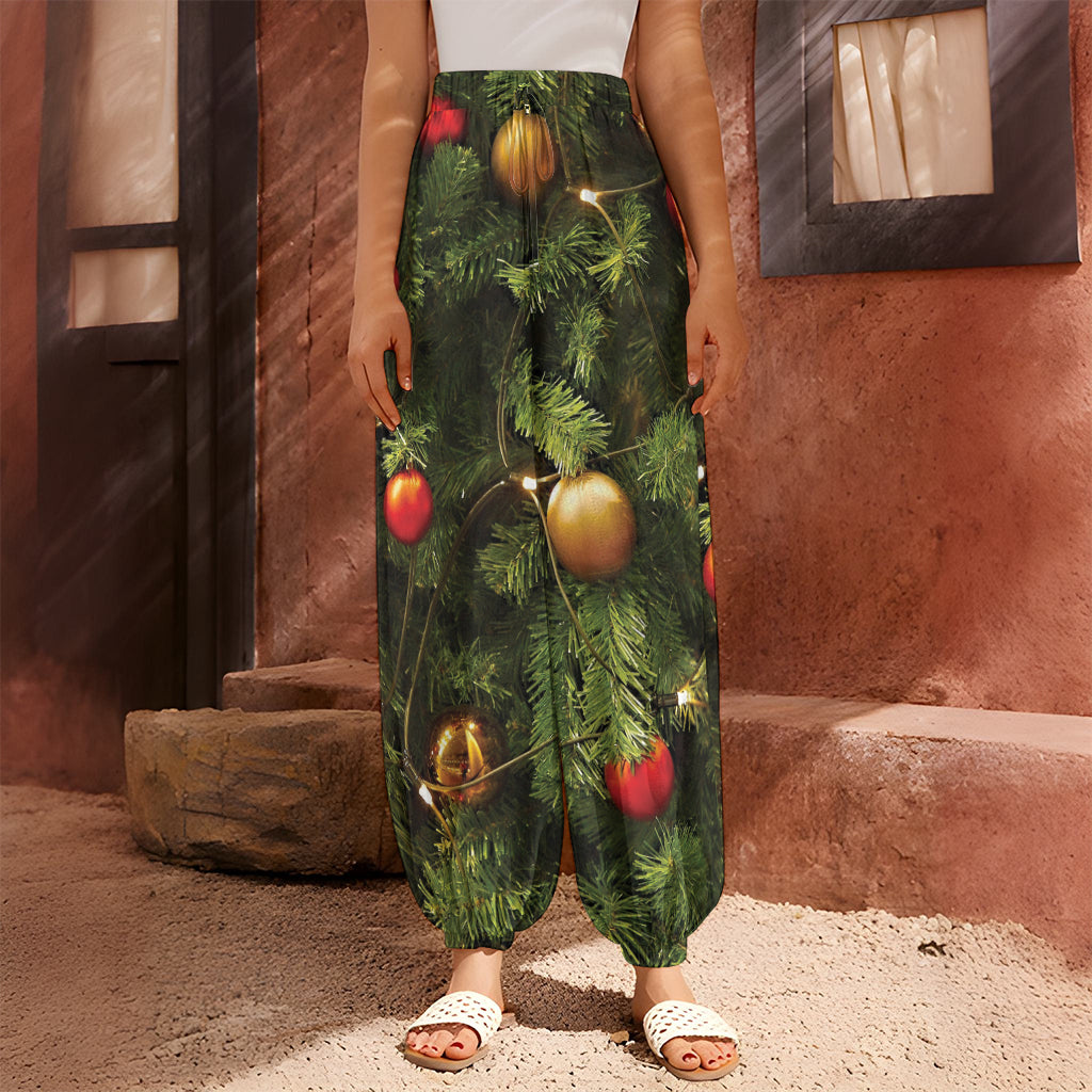 Decorated Christmas Tree Print Harem Pants