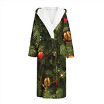 Decorated Christmas Tree Print Hooded Bathrobe