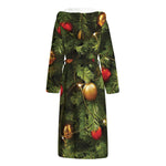 Decorated Christmas Tree Print Hooded Bathrobe