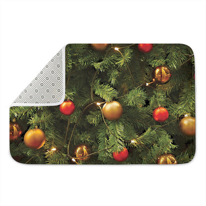 Decorated Christmas Tree Print Indoor Door Mat