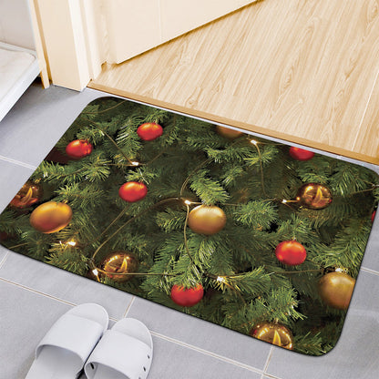 Decorated Christmas Tree Print Indoor Door Mat