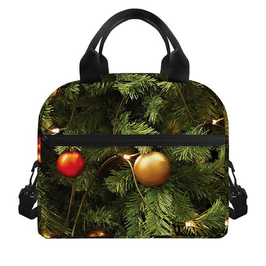 Decorated Christmas Tree Print Insulated Lunch Bag
