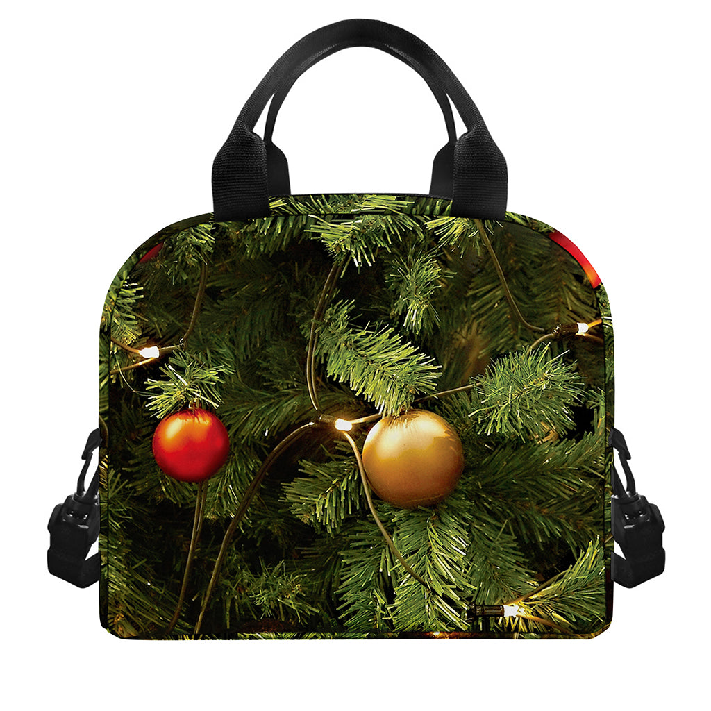 Decorated Christmas Tree Print Insulated Lunch Bag