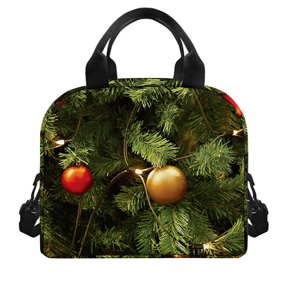 Decorated Christmas Tree Print Insulated Lunch Bag