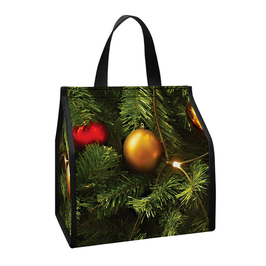 Decorated Christmas Tree Print Insulated Lunch Tote