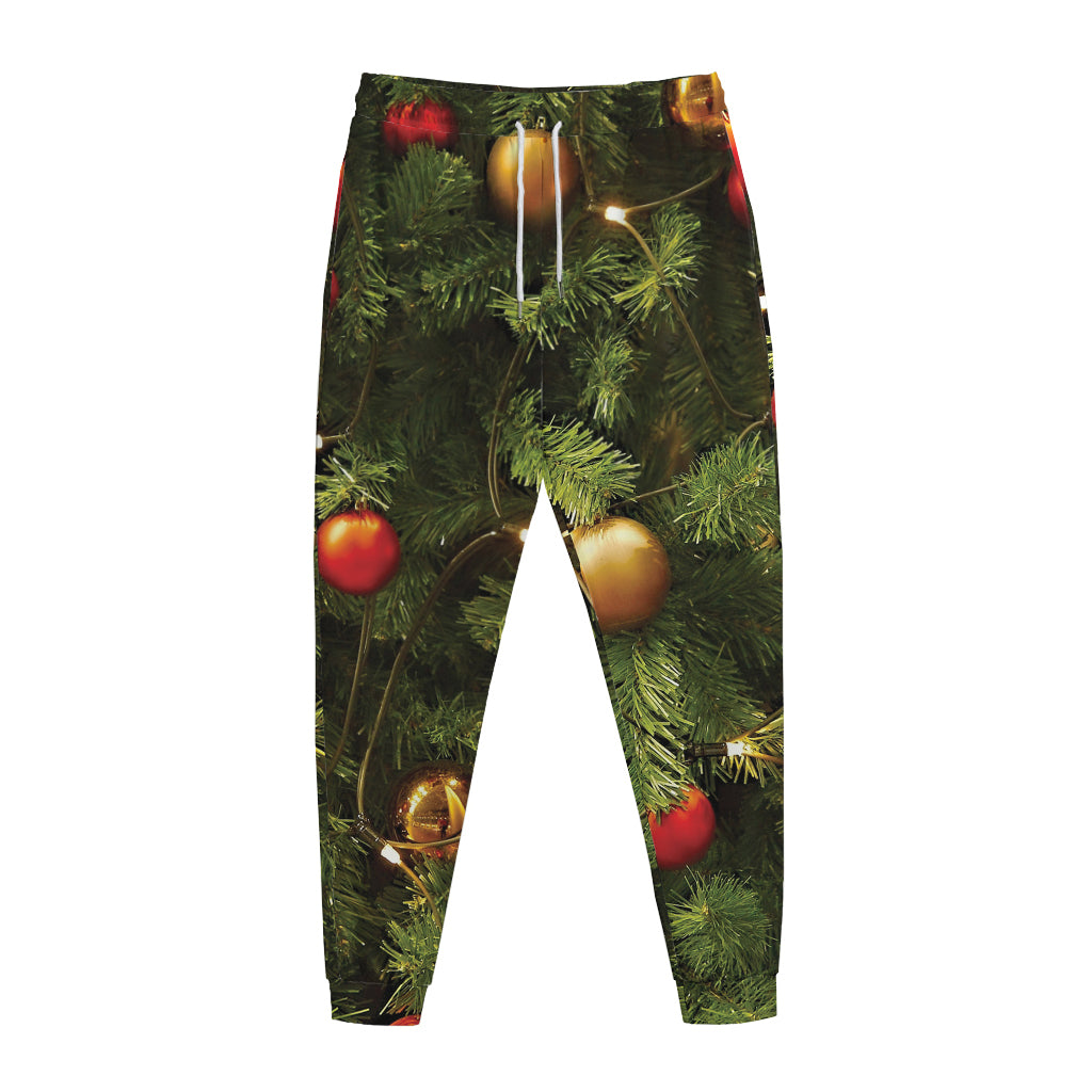 Decorated Christmas Tree Print Jogger Pants