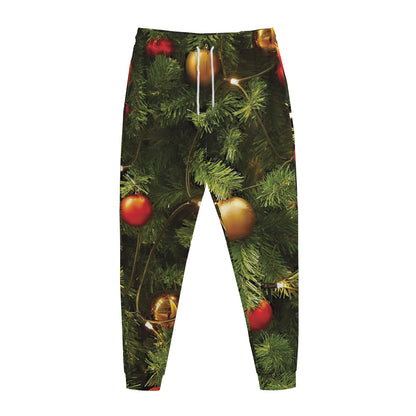 Decorated Christmas Tree Print Jogger Pants