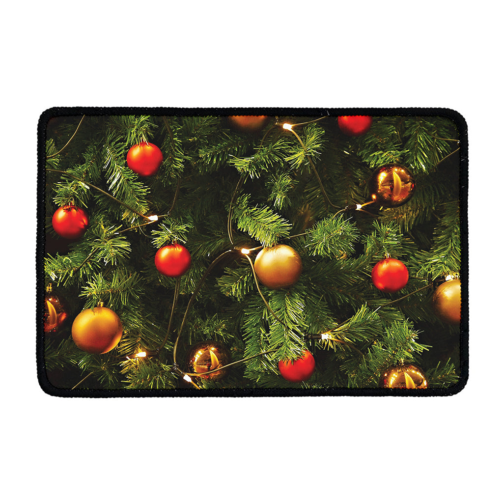 Decorated Christmas Tree Print Kitchen Mat