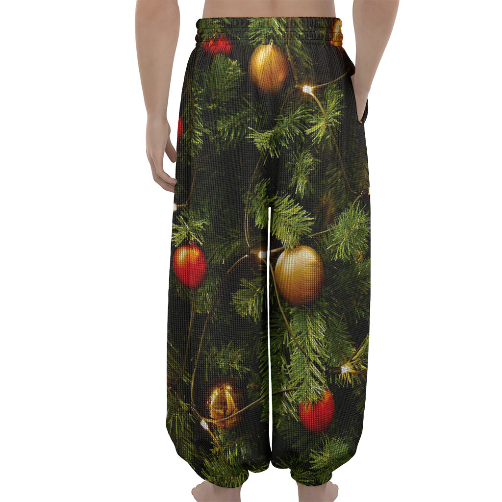 Decorated Christmas Tree Print Lantern Pants