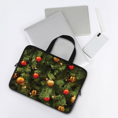 Decorated Christmas Tree Print Laptop Sleeve With Handle