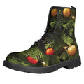 Decorated Christmas Tree Print Lace-Up Boots