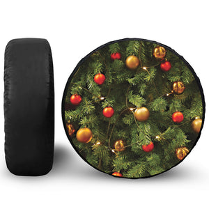 Decorated Christmas Tree Print Leather Spare Tire Cover