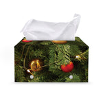 Decorated Christmas Tree Print Leather Tissue Box Cover
