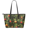 Decorated Christmas Tree Print Leather Tote Bag With Zipper