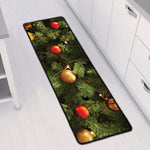 Decorated Christmas Tree Print Long Kitchen Mat