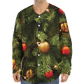 Decorated Christmas Tree Print Long Sleeve Baseball Jersey