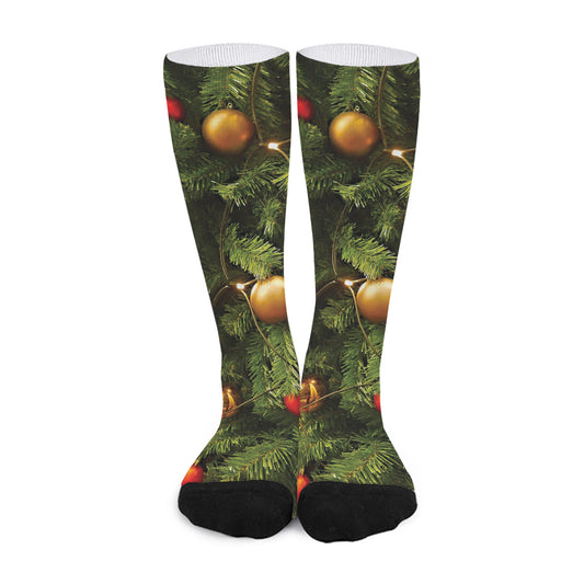 Decorated Christmas Tree Print Long Socks