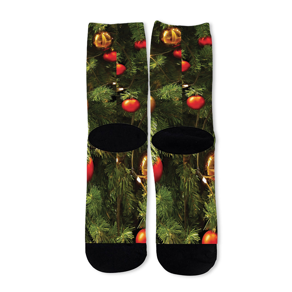 Decorated Christmas Tree Print Long Socks