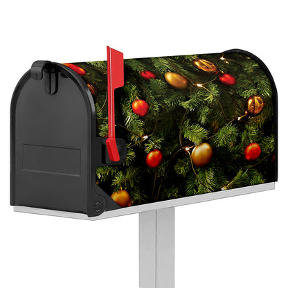 Decorated Christmas Tree Print Mailbox Cover