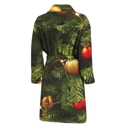 Decorated Christmas Tree Print Men's Bathrobe