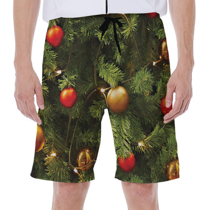 Decorated Christmas Tree Print Men's Beach Shorts