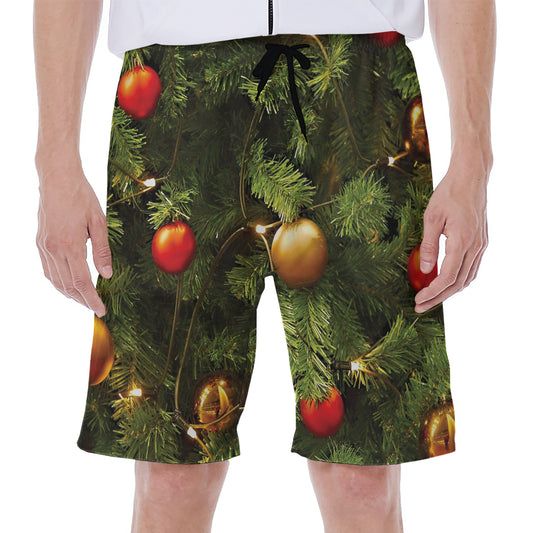 Decorated Christmas Tree Print Men's Beach Shorts