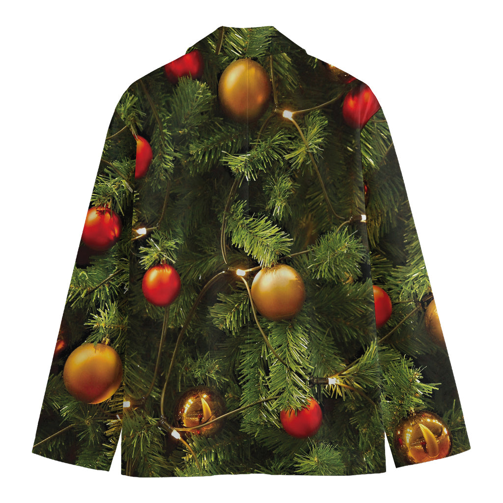 Decorated Christmas Tree Print Men's Blazer