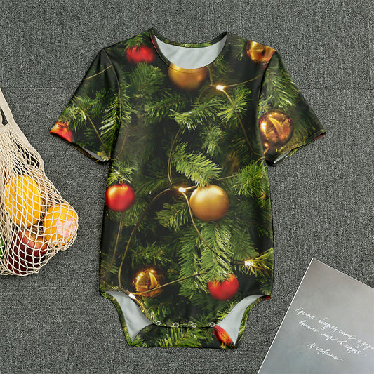 Decorated Christmas Tree Print Men's Bodysuit