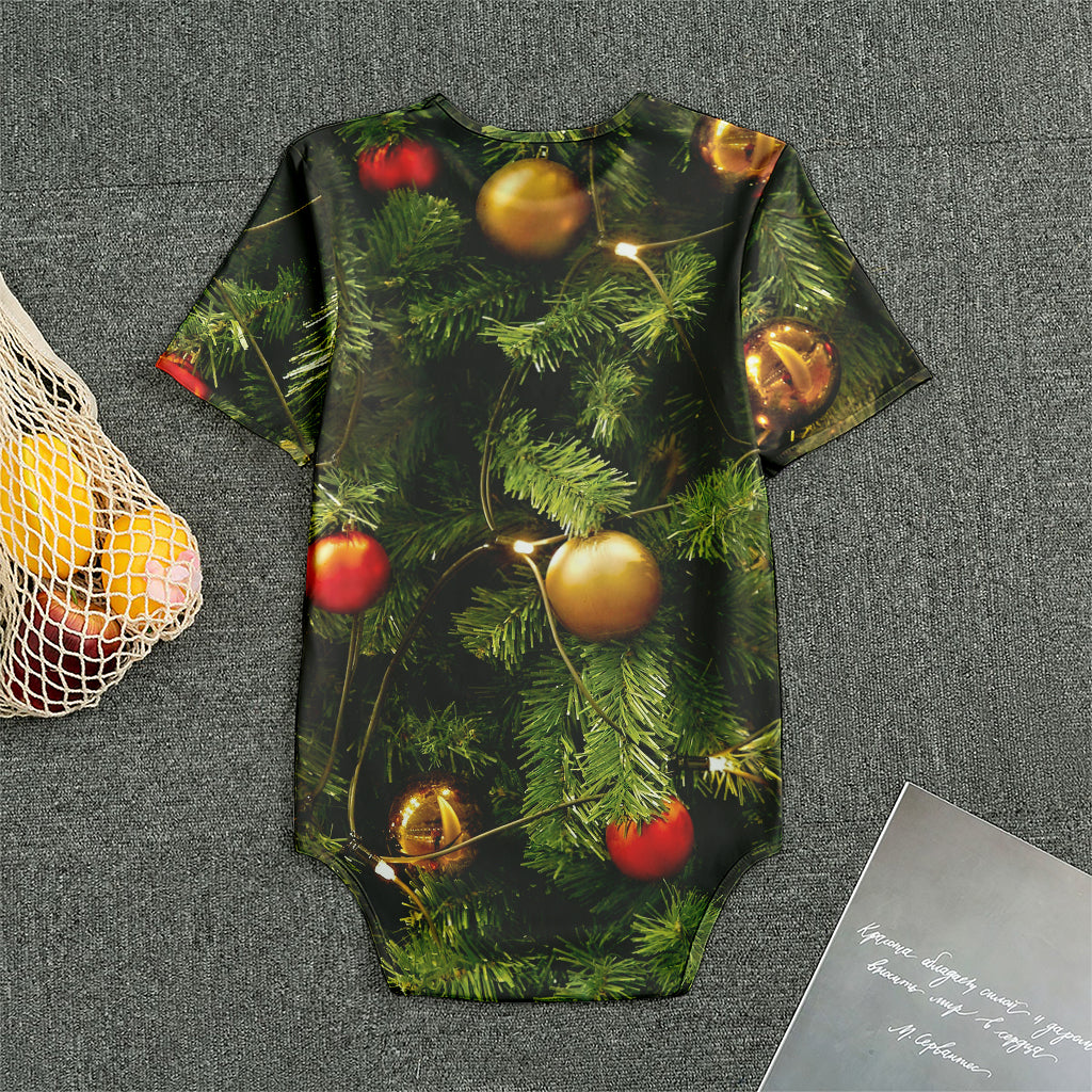 Decorated Christmas Tree Print Men's Bodysuit