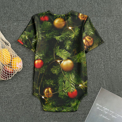 Decorated Christmas Tree Print Men's Bodysuit