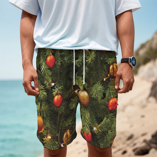 Decorated Christmas Tree Print Men's Cargo Shorts