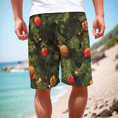 Decorated Christmas Tree Print Men's Cargo Shorts