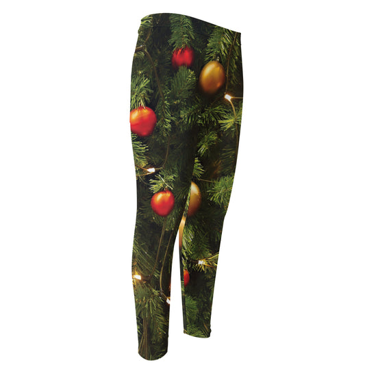 Decorated Christmas Tree Print Men's Compression Pants