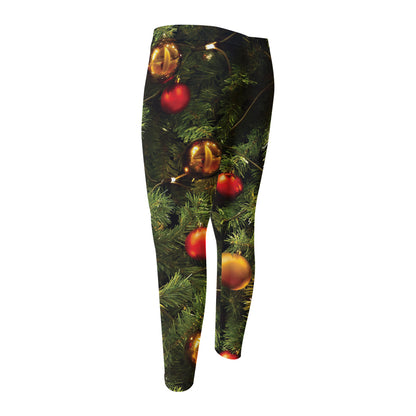 Decorated Christmas Tree Print Men's Compression Pants