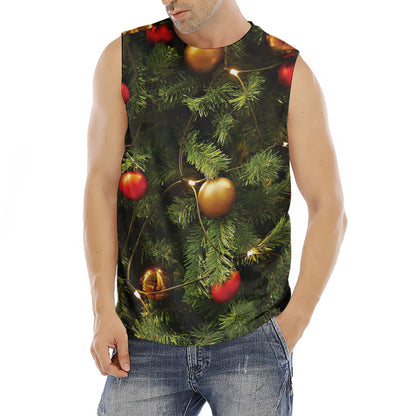 Decorated Christmas Tree Print Men's Fitness Tank Top