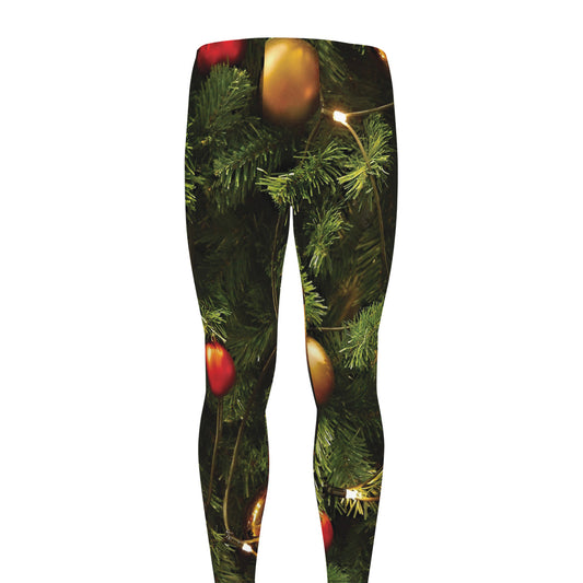 Decorated Christmas Tree Print Men's leggings