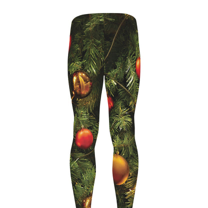 Decorated Christmas Tree Print Men's leggings