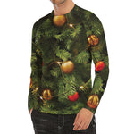 Decorated Christmas Tree Print Men's Long Sleeve Rash Guard