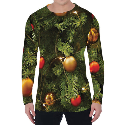 Decorated Christmas Tree Print Men's Long Sleeve T-Shirt