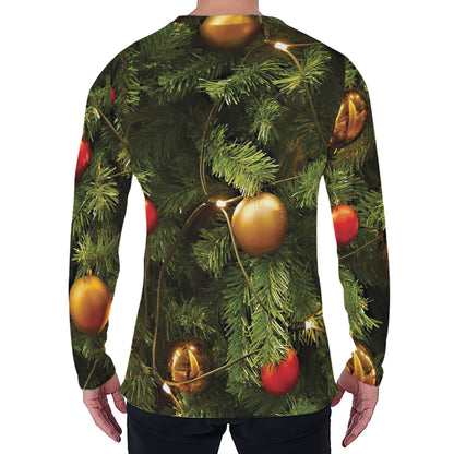 Decorated Christmas Tree Print Men's Long Sleeve T-Shirt